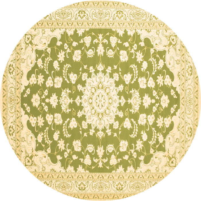 Round Medallion Brown Traditional Rug, tr168brn