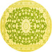Round Medallion Yellow Traditional Rug, tr168yw