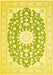 Machine Washable Medallion Yellow Traditional Rug, wshtr168yw