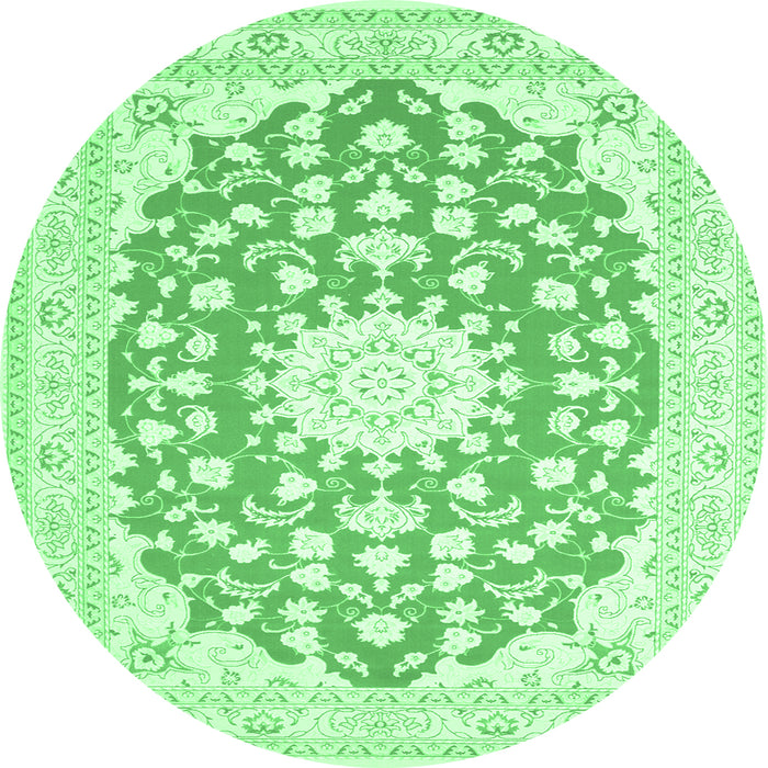 Round Medallion Emerald Green Traditional Rug, tr168emgrn