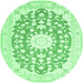 Round Medallion Emerald Green Traditional Rug, tr168emgrn