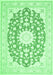 Machine Washable Medallion Emerald Green Traditional Area Rugs, wshtr168emgrn