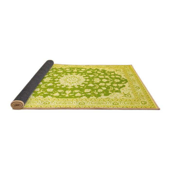 Sideview of Medallion Yellow Traditional Rug, tr168yw