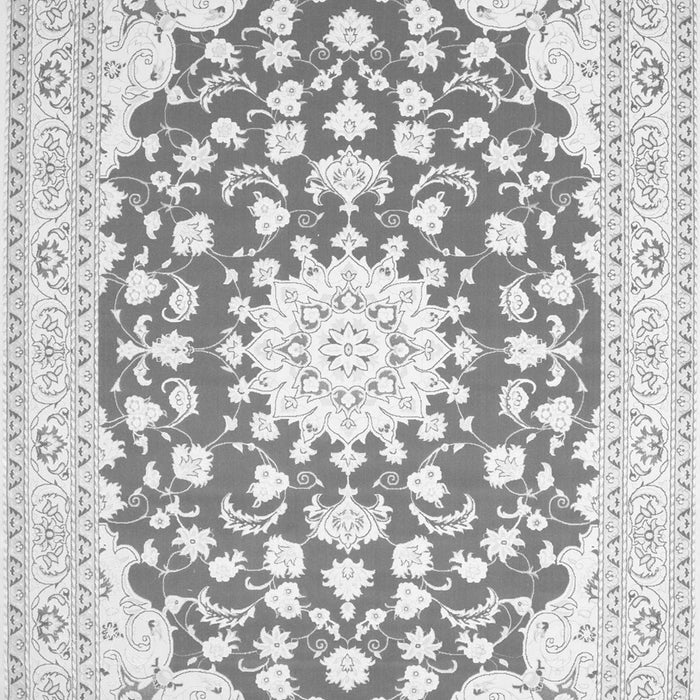 Serging Thickness of Machine Washable Medallion Gray Traditional Rug, wshtr168gry