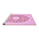 Sideview of Machine Washable Medallion Pink Traditional Rug, wshtr168pnk