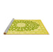 Sideview of Machine Washable Medallion Yellow Traditional Rug, wshtr168yw