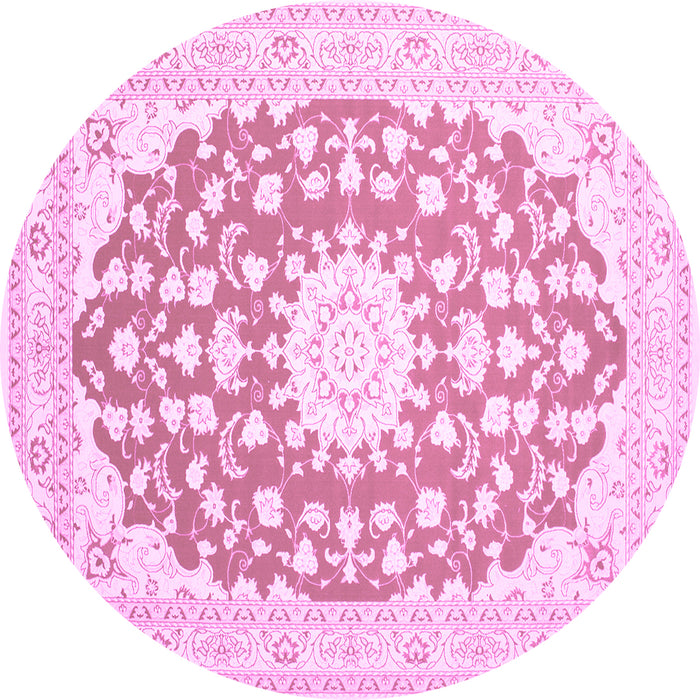 Round Medallion Pink Traditional Rug, tr168pnk