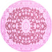 Round Medallion Pink Traditional Rug, tr168pnk