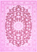 Machine Washable Medallion Pink Traditional Rug, wshtr168pnk