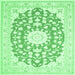 Square Medallion Emerald Green Traditional Rug, tr168emgrn