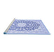 Sideview of Machine Washable Medallion Blue Traditional Rug, wshtr168blu