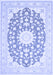 Machine Washable Medallion Blue Traditional Rug, wshtr168blu