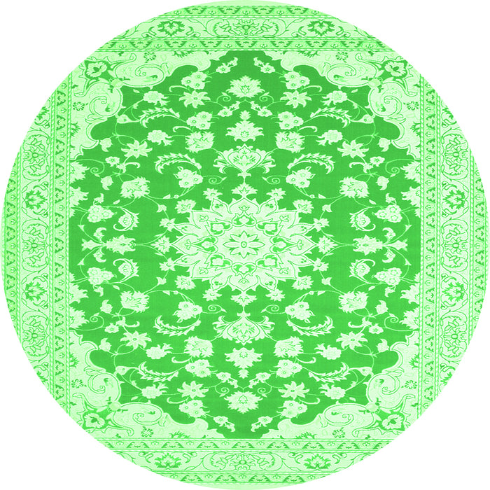 Square Medallion Green Traditional Rug, tr168grn