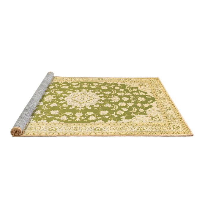 Sideview of Machine Washable Medallion Brown Traditional Rug, wshtr168brn