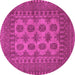 Round Machine Washable Southwestern Pink Country Rug, wshtr1690pnk