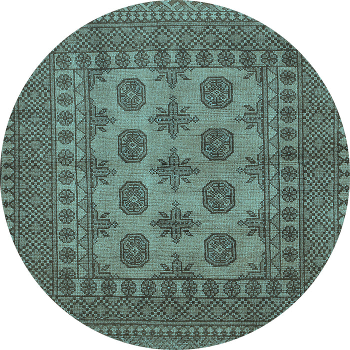 Round Machine Washable Southwestern Light Blue Country Rug, wshtr1690lblu