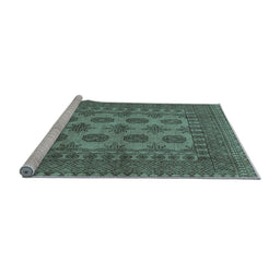 Sideview of Machine Washable Southwestern Light Blue Country Rug, wshtr1690lblu