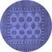 Round Southwestern Blue Country Rug, tr1690blu