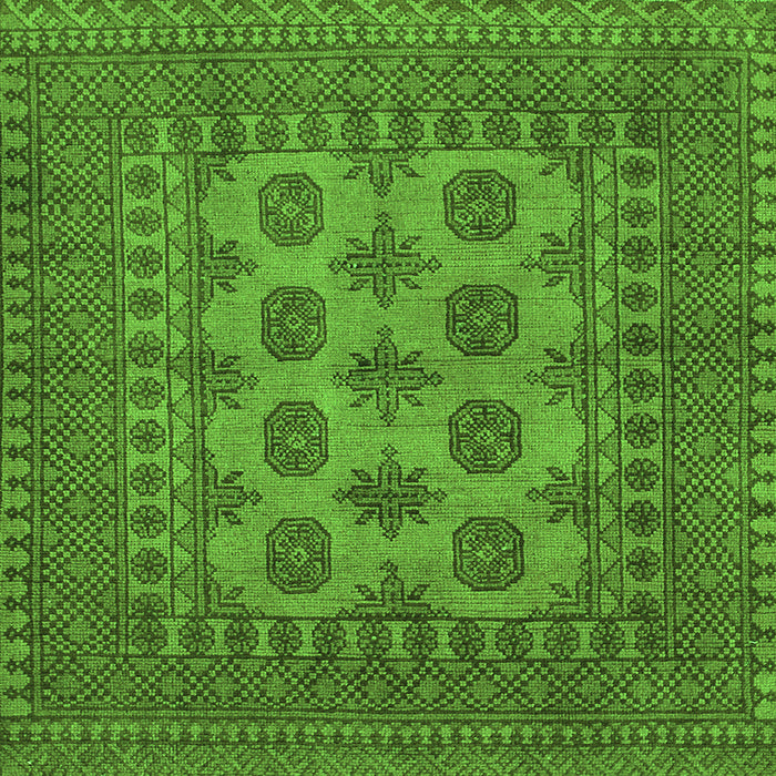 Round Machine Washable Southwestern Green Country Area Rugs, wshtr1690grn