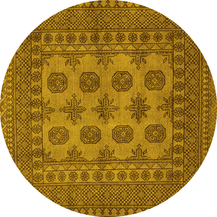 Round Southwestern Yellow Country Rug, tr1690yw