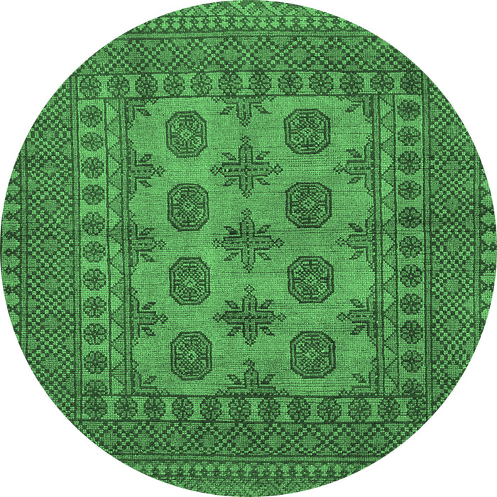 Round Southwestern Emerald Green Country Rug, tr1690emgrn