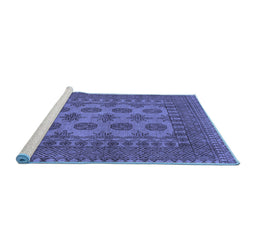 Sideview of Machine Washable Southwestern Blue Country Rug, wshtr1690blu