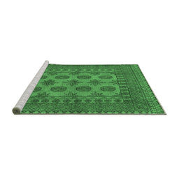 Sideview of Machine Washable Southwestern Emerald Green Country Area Rugs, wshtr1690emgrn