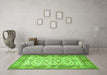 Machine Washable Persian Green Traditional Area Rugs in a Living Room,, wshtr1691grn