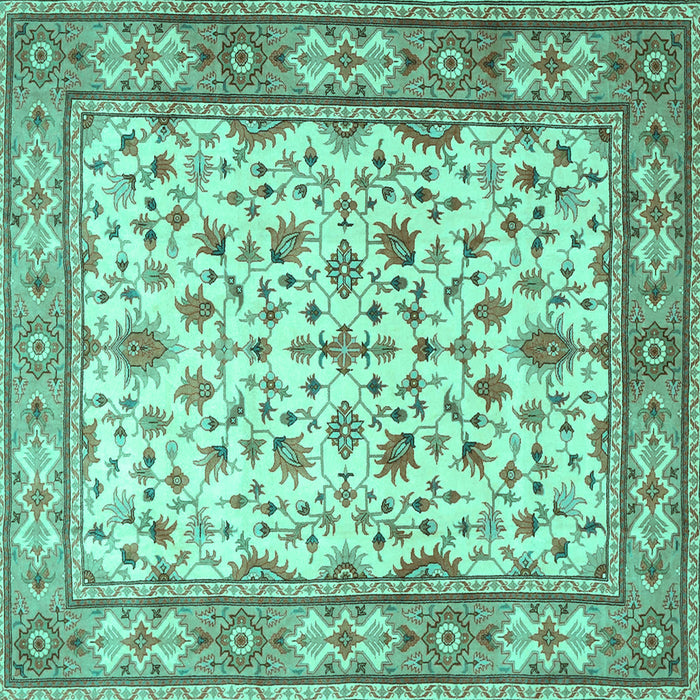 Square Machine Washable Persian Turquoise Traditional Area Rugs, wshtr1691turq