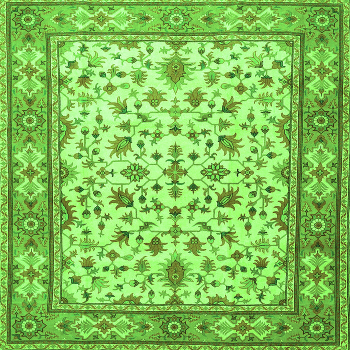 Round Machine Washable Persian Green Traditional Area Rugs, wshtr1691grn