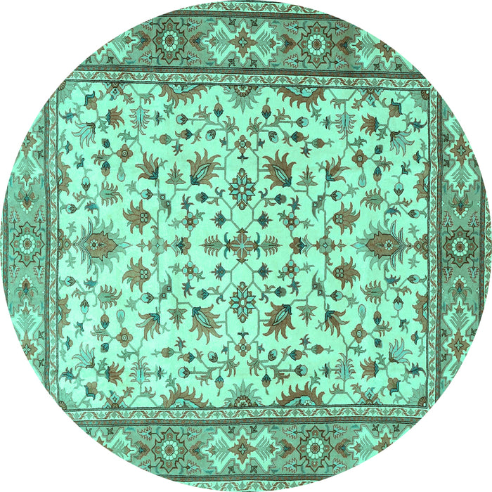 Round Persian Turquoise Traditional Rug, tr1691turq
