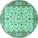 Round Persian Turquoise Traditional Rug, tr1691turq