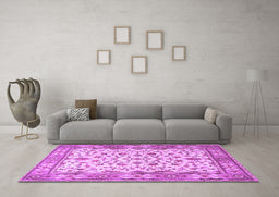 Machine Washable Persian Purple Traditional Area Rugs in a Living Room, wshtr1691pur