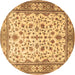 Round Persian Brown Traditional Rug, tr1691brn