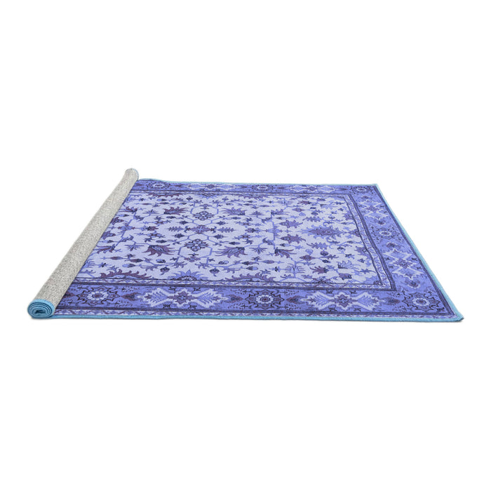 Sideview of Machine Washable Persian Blue Traditional Rug, wshtr1691blu