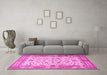 Machine Washable Persian Pink Traditional Rug in a Living Room, wshtr1691pnk