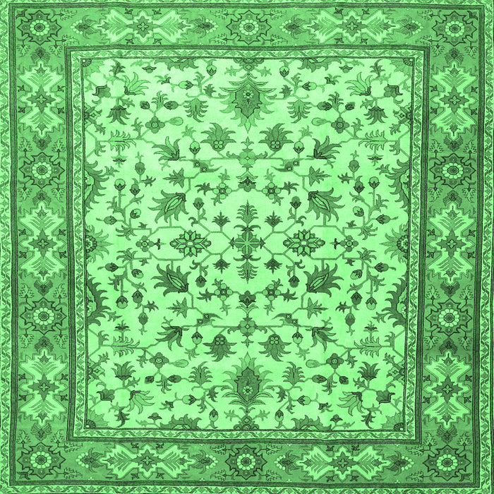Square Machine Washable Persian Emerald Green Traditional Area Rugs, wshtr1691emgrn