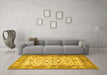 Machine Washable Persian Yellow Traditional Rug in a Living Room, wshtr1691yw