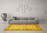 Machine Washable Persian Yellow Traditional Rug, wshtr1691yw