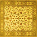 Square Machine Washable Persian Yellow Traditional Rug, wshtr1691yw