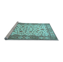 Sideview of Machine Washable Persian Light Blue Traditional Rug, wshtr1691lblu