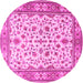 Round Persian Pink Traditional Rug, tr1691pnk