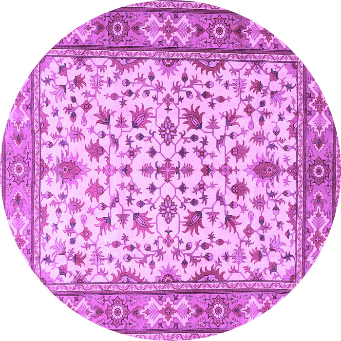 Round Machine Washable Persian Purple Traditional Area Rugs, wshtr1691pur