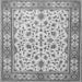 Round Machine Washable Persian Gray Traditional Rug, wshtr1691gry