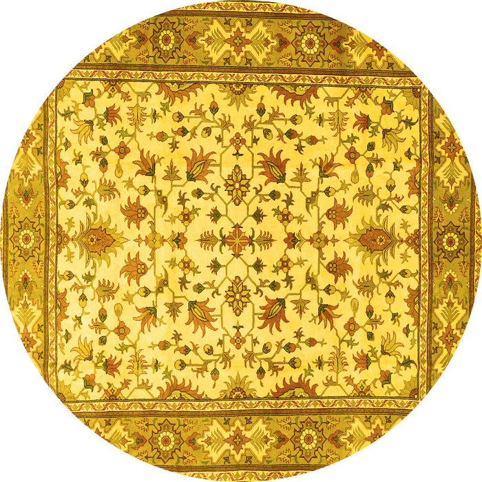 Round Persian Yellow Traditional Rug, tr1691yw