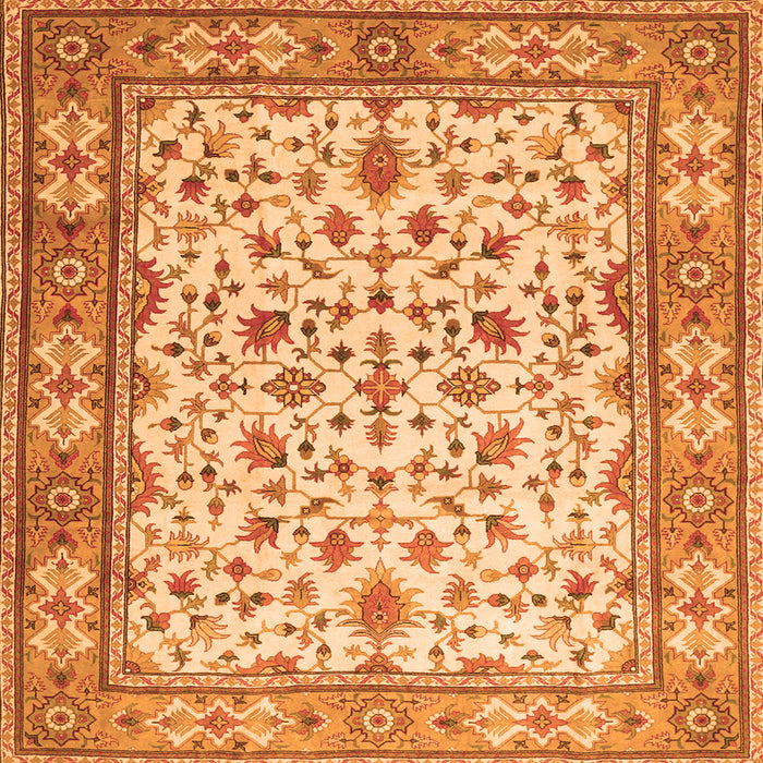 Round Machine Washable Persian Orange Traditional Area Rugs, wshtr1691org
