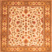 Round Machine Washable Persian Orange Traditional Area Rugs, wshtr1691org