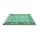 Sideview of Machine Washable Persian Turquoise Traditional Area Rugs, wshtr1691turq