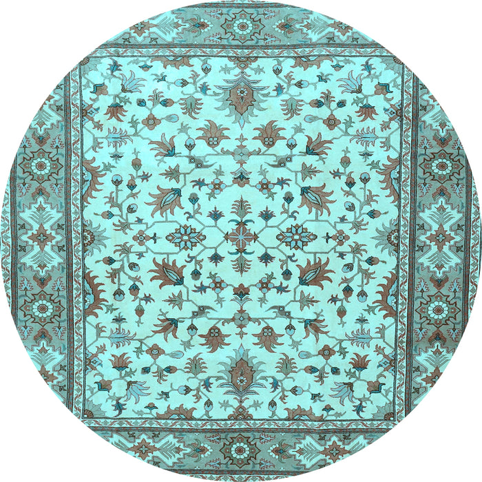 Round Persian Light Blue Traditional Rug, tr1691lblu