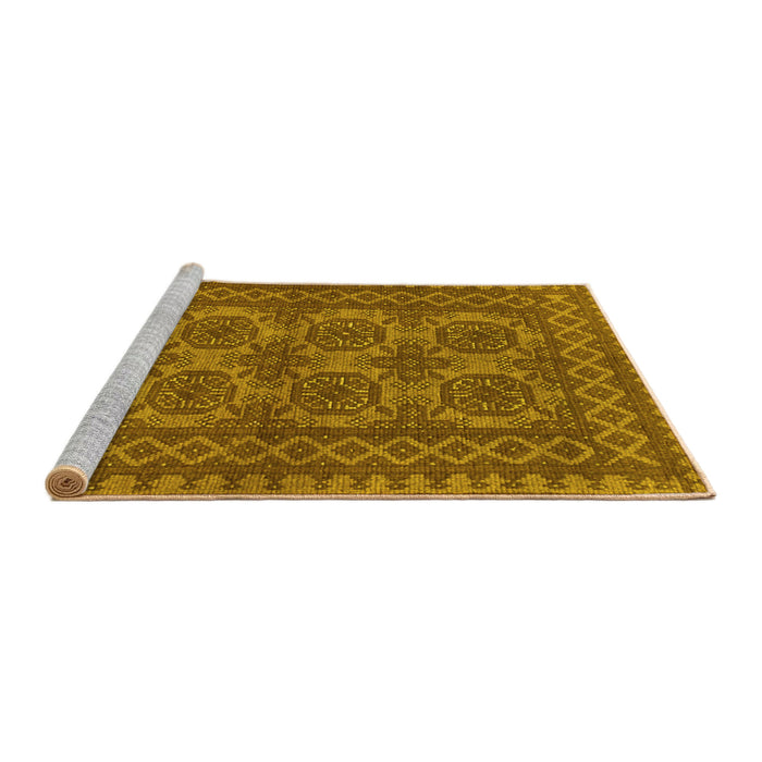 Sideview of Machine Washable Southwestern Yellow Country Rug, wshtr1692yw